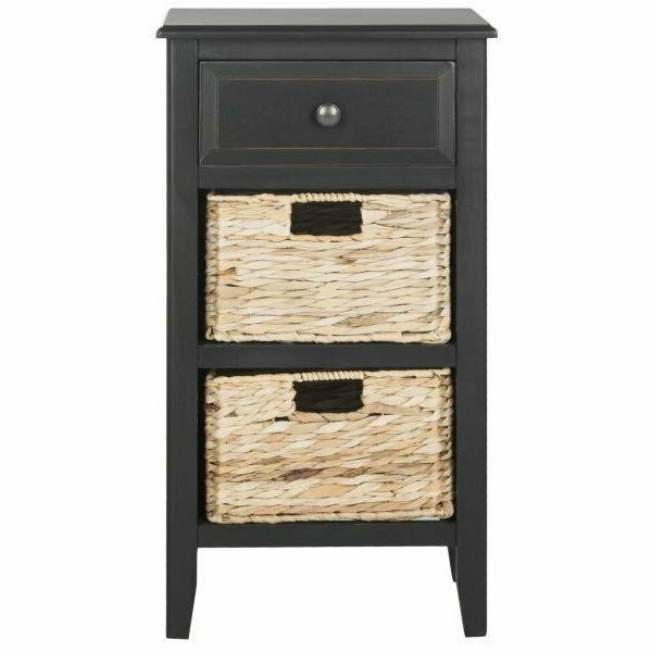 Safavieh Everly Drawer Side Table- Distressed Black - 27.6 x 11.8 x 15 in. AMH5743A
